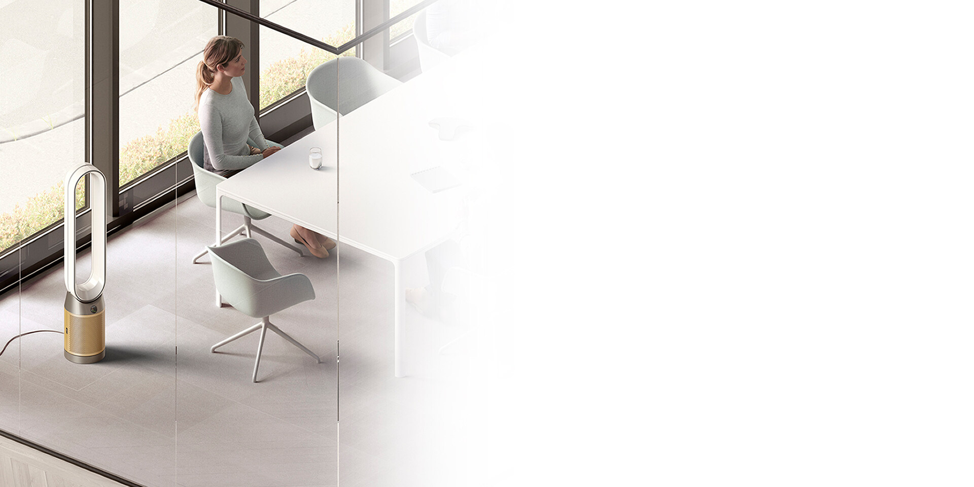 戴森空气净化风扇，为改善办公室空气质量而设计。